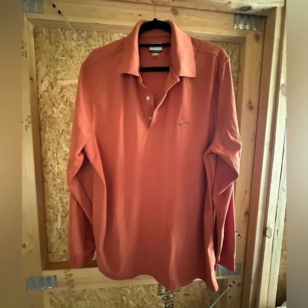 Greg Norman Collection Rust Long Sleeve Polo Shirt